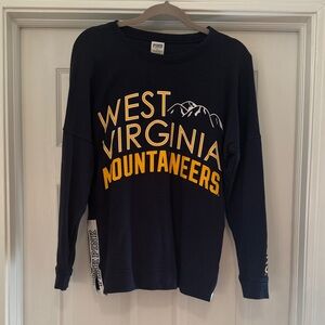 PINK Victoria's Secret Navy West Virginia Mountaineers Long Sleeve Tee